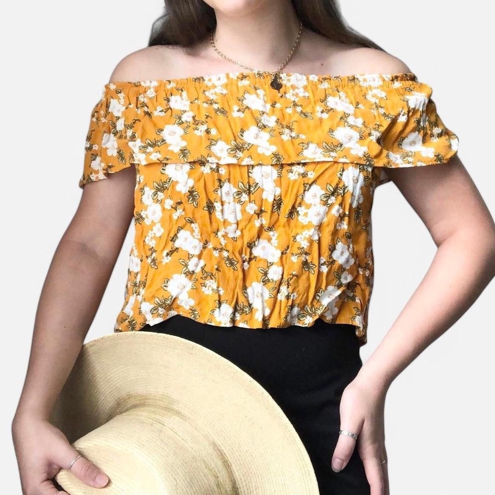 Floral Off-Shoulder Yellow Top